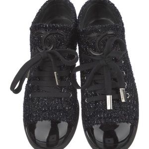 CHANEL Black Tweed Sneakers